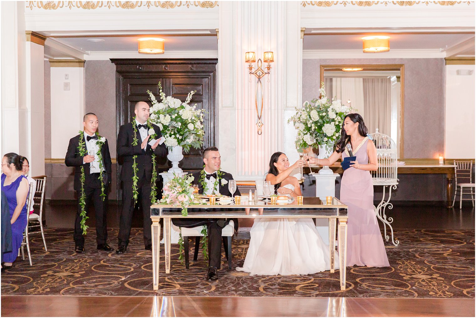 maid of honor gives speech during Philly PA wedding reception