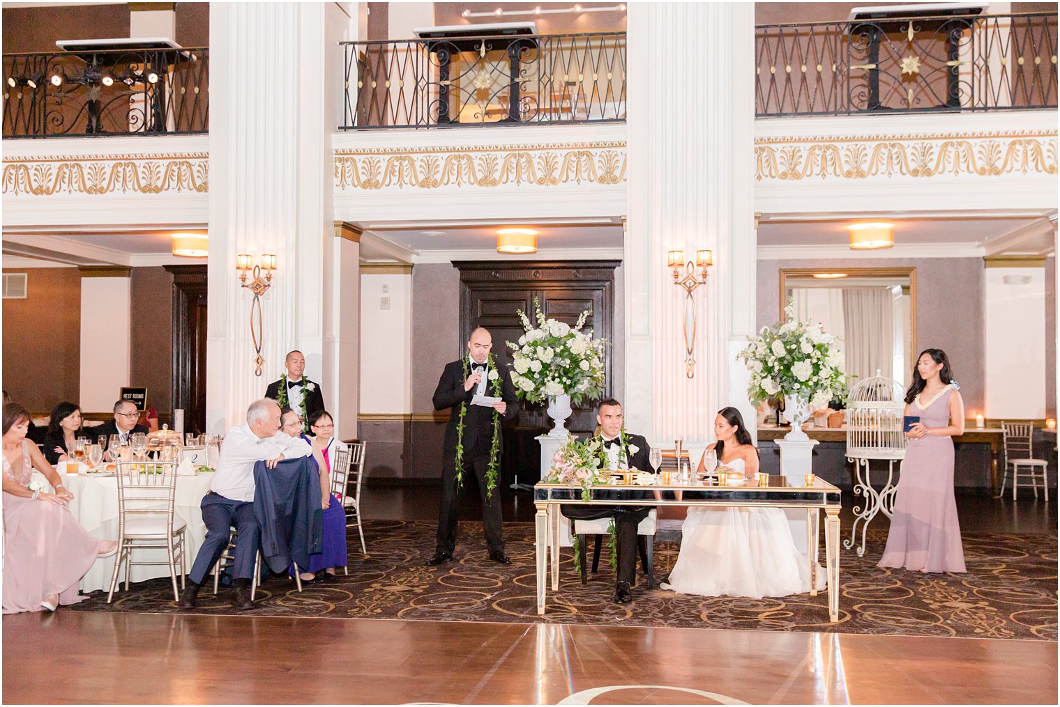 best man gives speech during Philly PA wedding reception