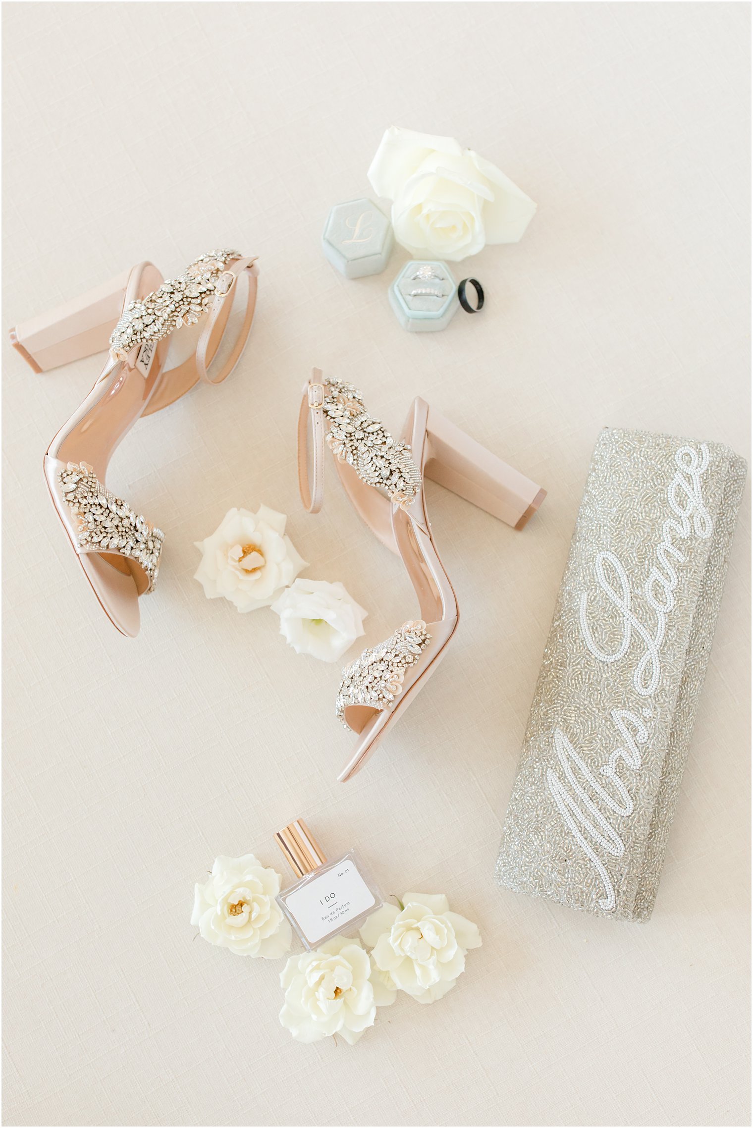 bride's shoes and jewelry for NJ wedding