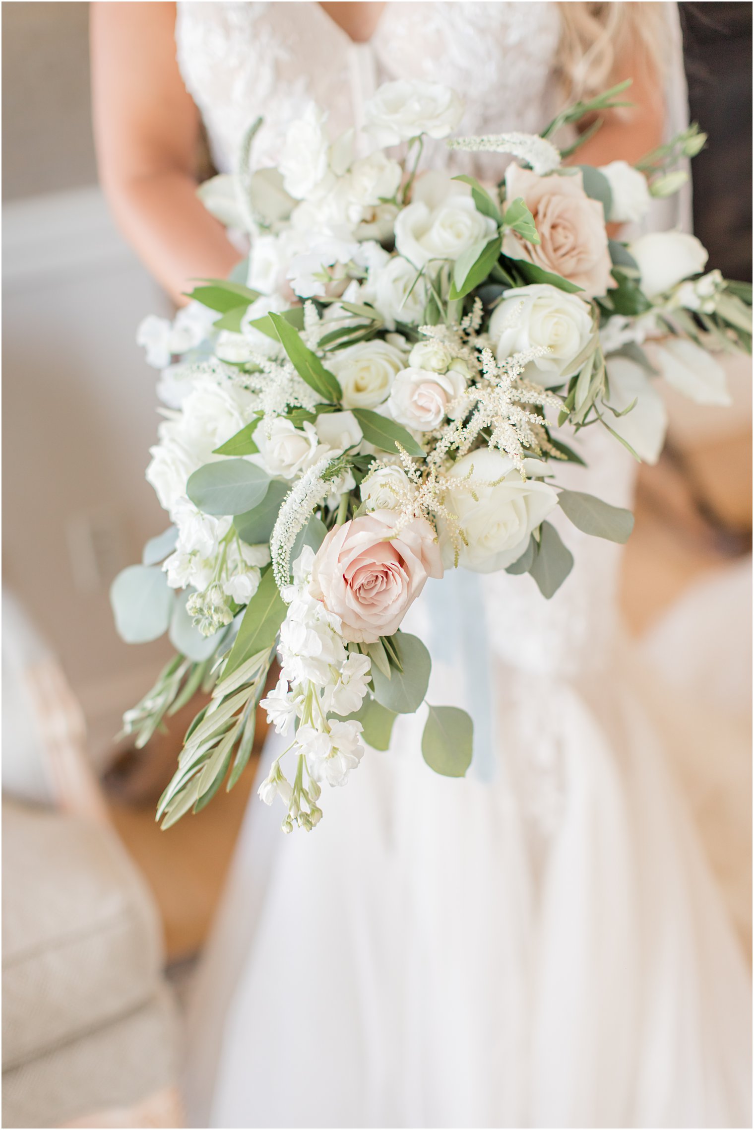 bride's bouquet with pink and white roses