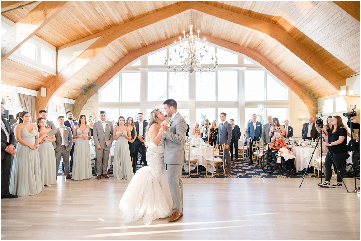 bride and groom have first dance during Manahawkin NJ wedding reception