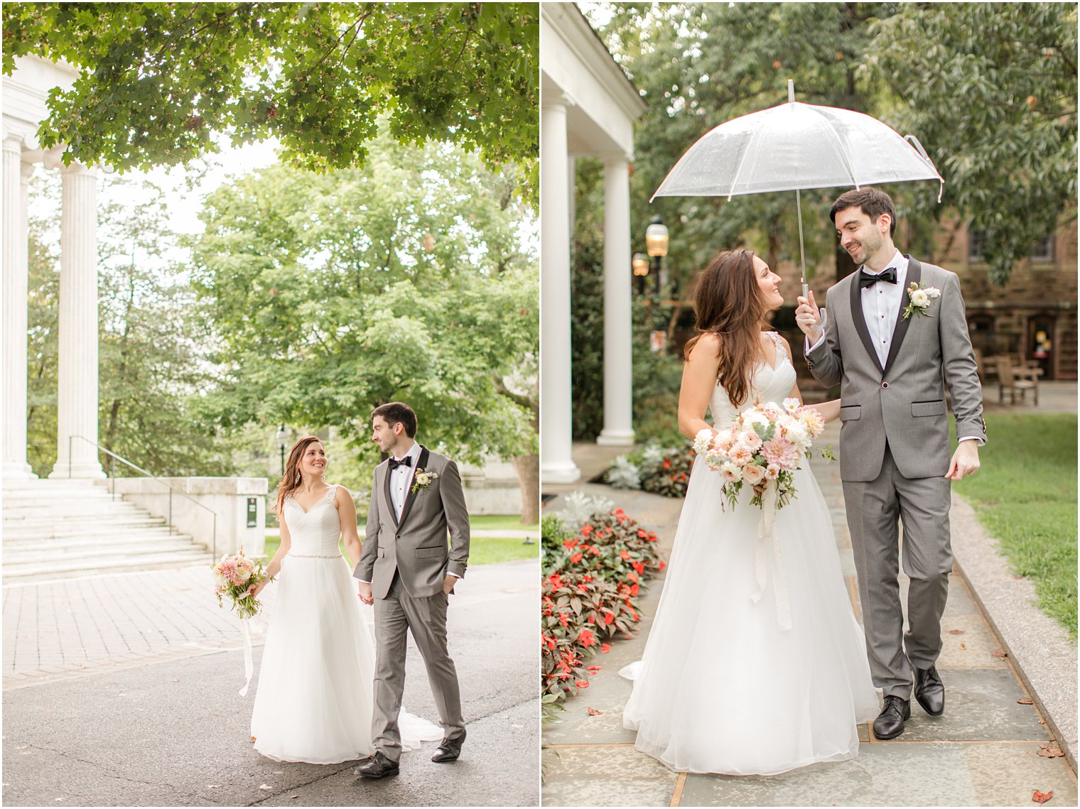 rainy wedding day portraits at Princeton University