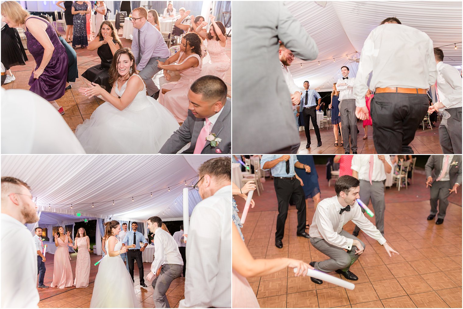 bride and groom dance with guests during NJ wedding reception