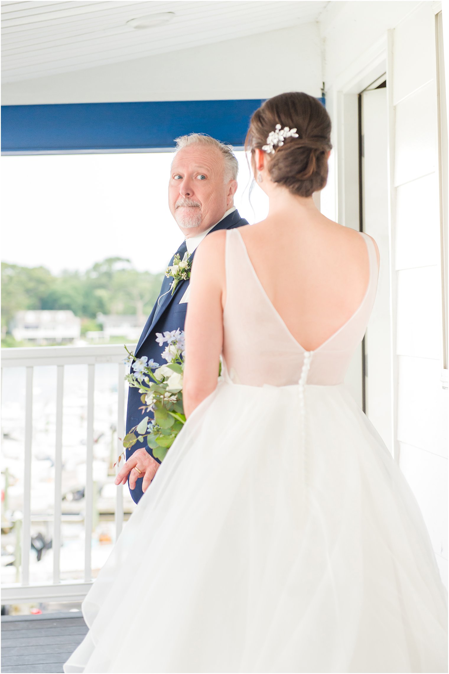 dad sees bride for the first time on NJ wedding day