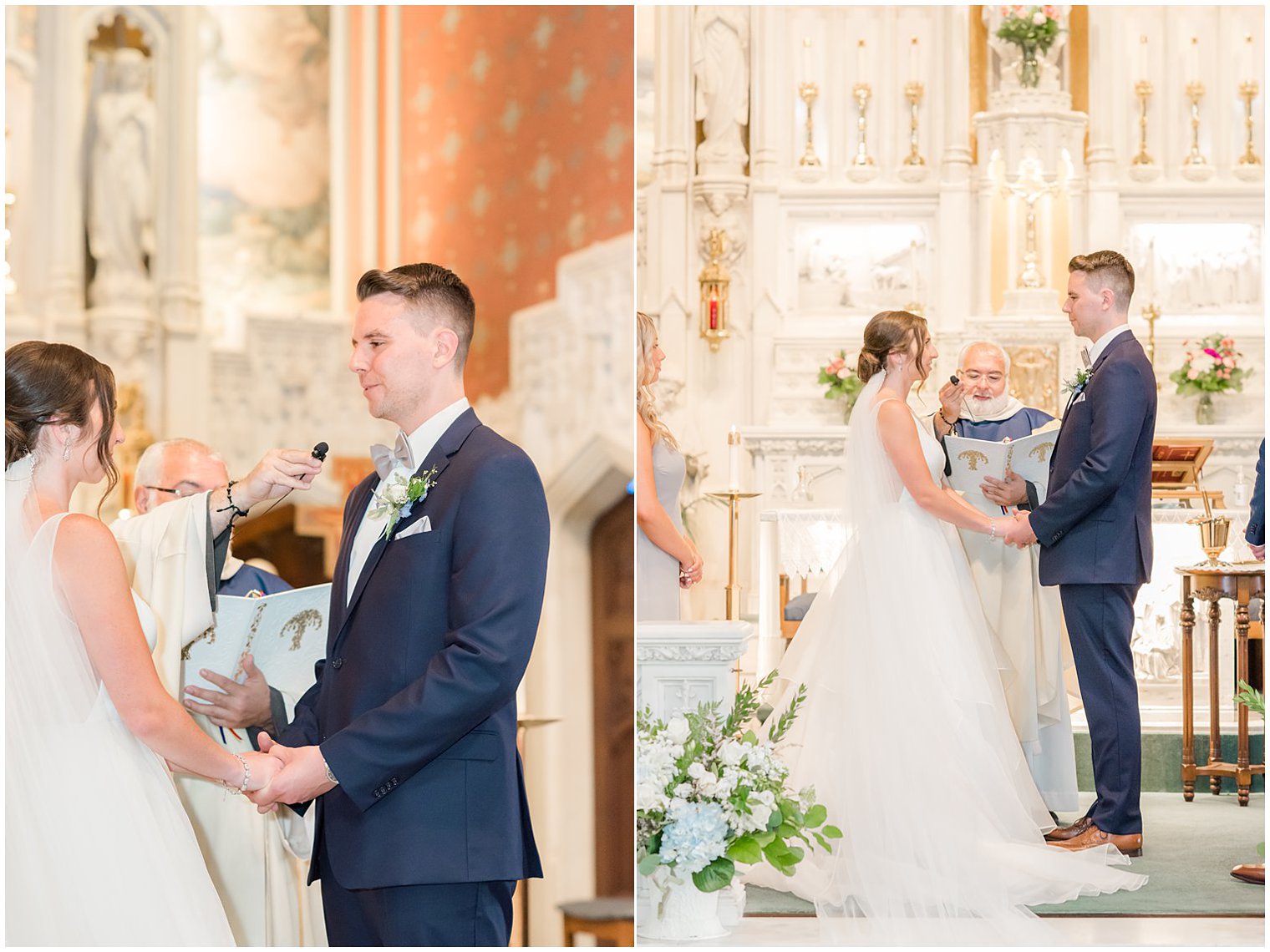 newlyweds exchange vows during traditional church wedding in NJ