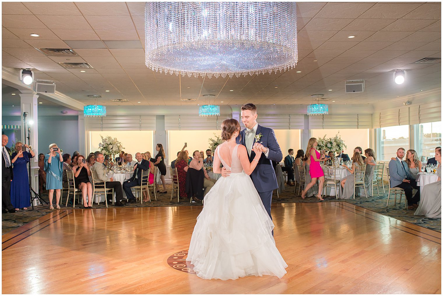 bride and groom have first dance during reception in Point Pleasant NJ