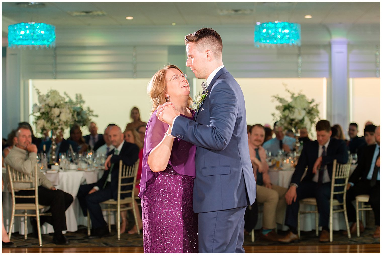 groom and mom dance during reception in Point Pleasant NJ