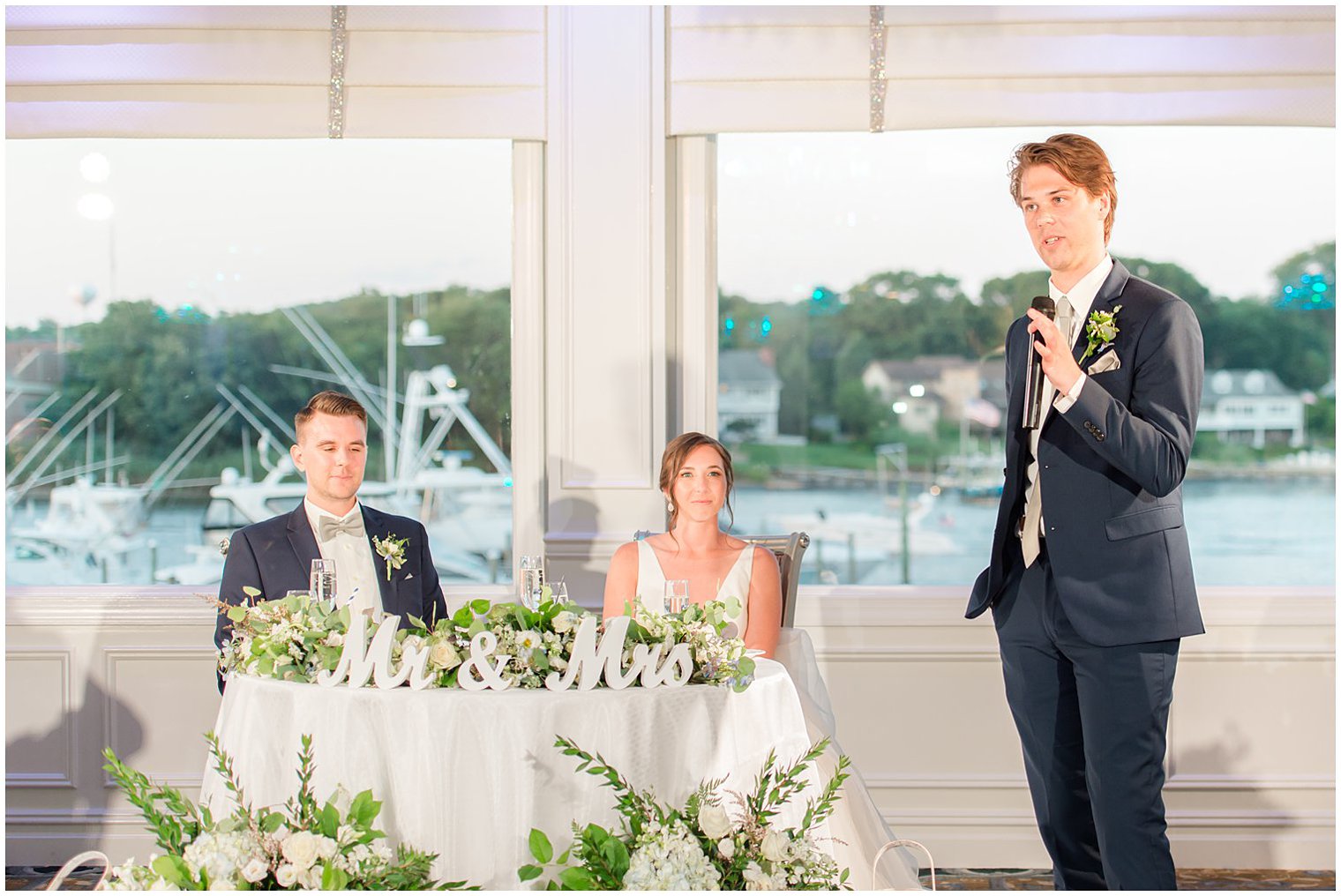 best man gives speech during NJ wedding reception
