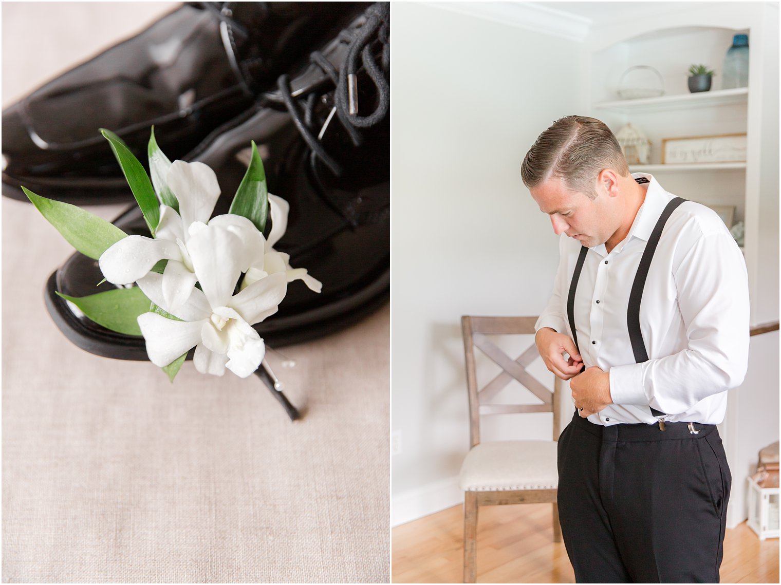 groom prepares for NJ wedding day