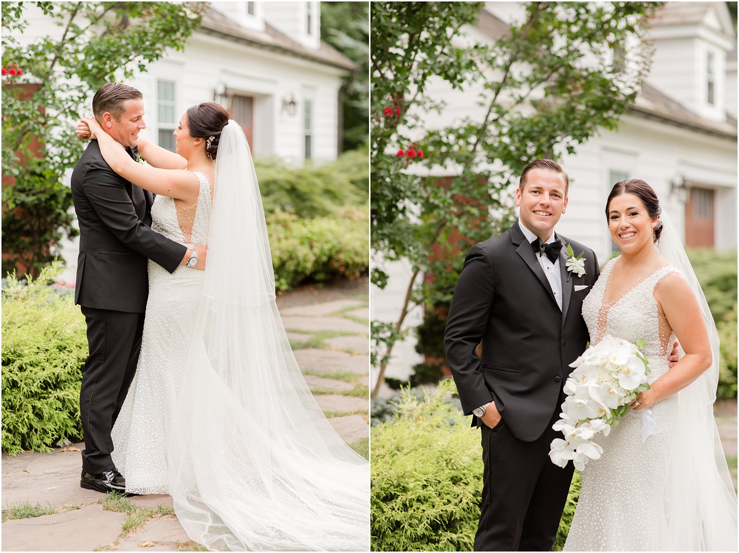 bride and groom photographed by Ocean Township NJ wedding photographer Idalia Photography at the English Manor