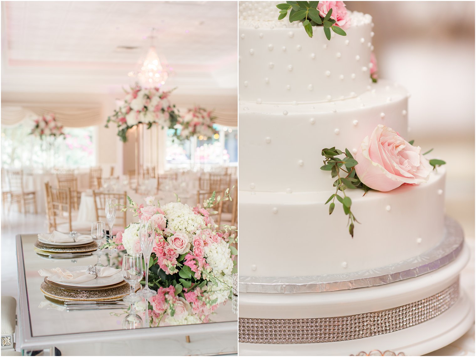 tiered wedding cake at The English Manor