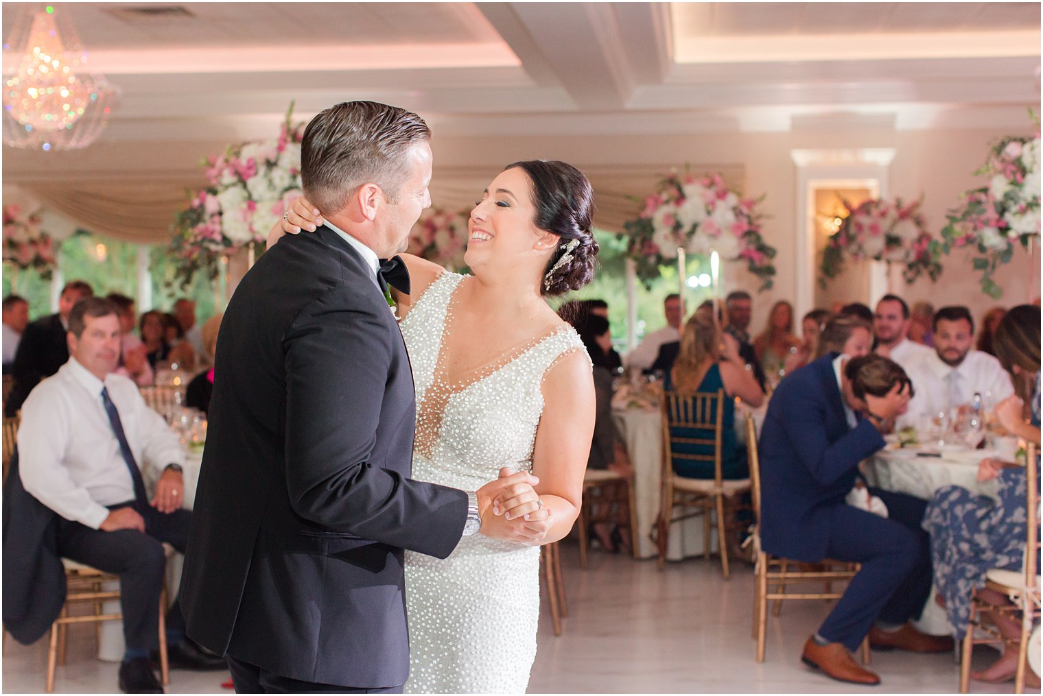 bride and groom dance together during NJ reception