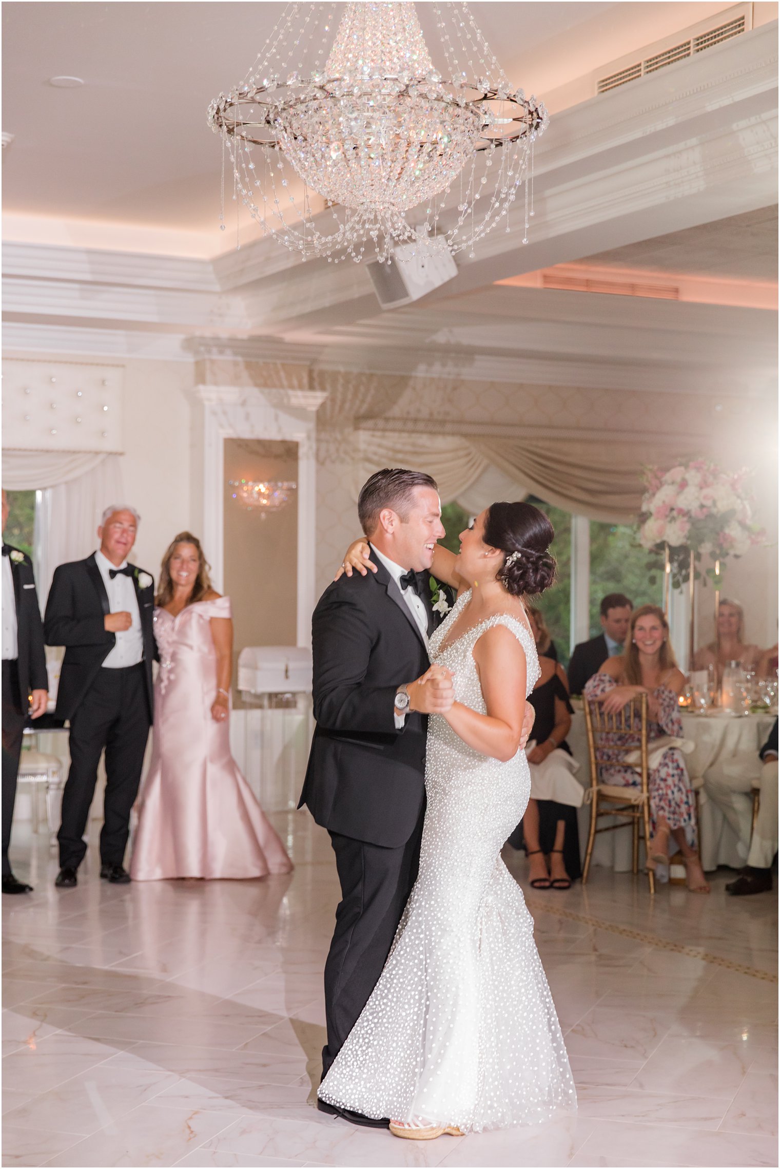 newlyweds dance during reception photographed by Ocean Township NJ wedding photographer Idalia Photography