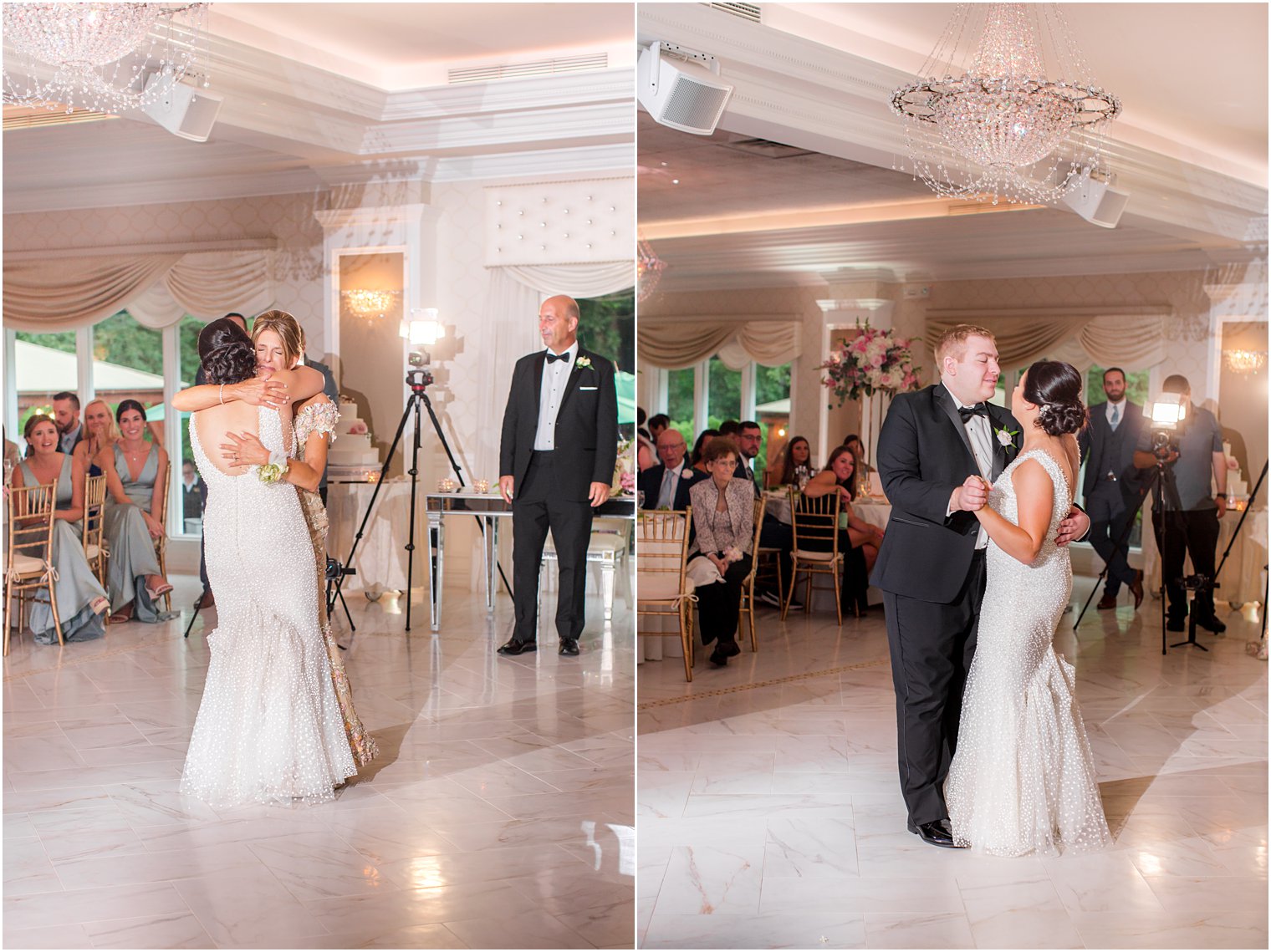 bride dances with parents during NJ wedding reception
