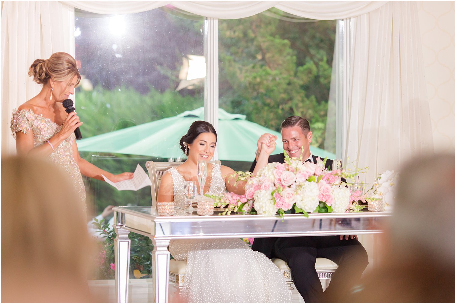 mother reads speech during NJ wedding day