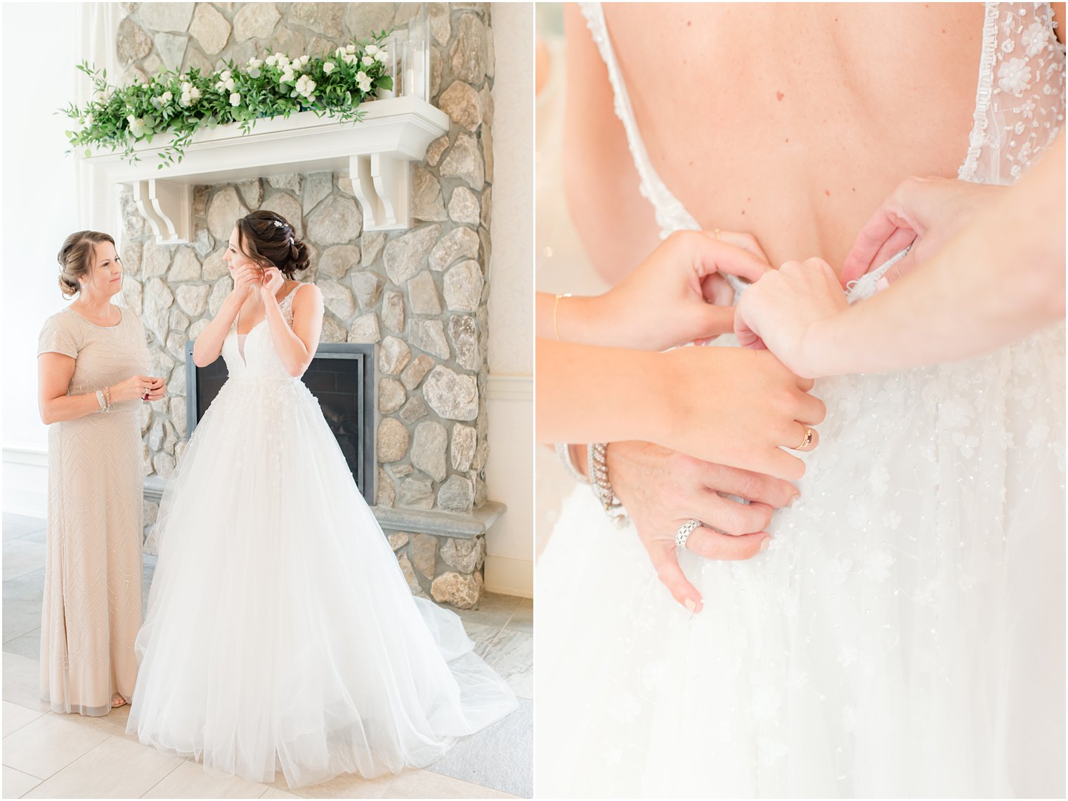 bride and mom prepare for NJ wedding day