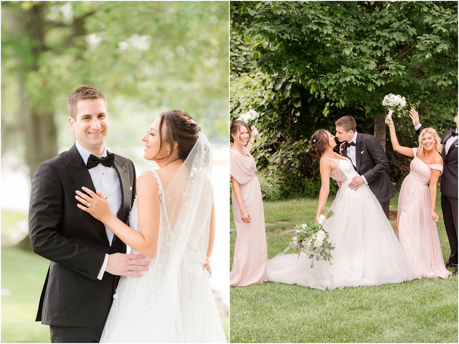 bride and groom kiss during wedding photos at Indian Trail Club