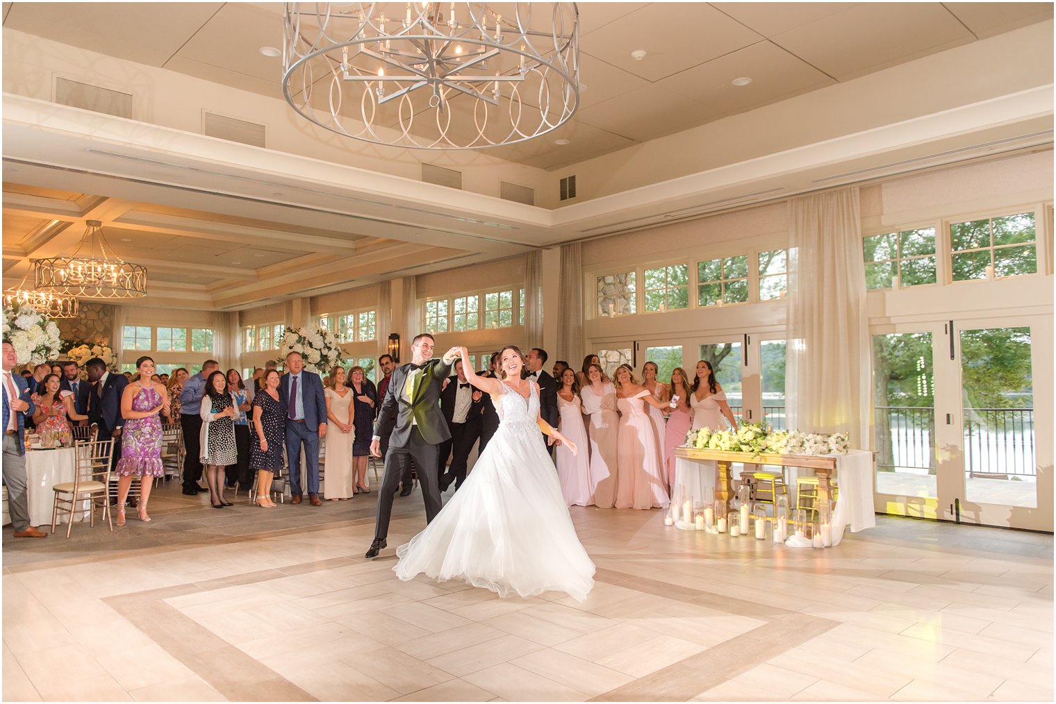 bride and groom dance together during Franklin Lakes NJ wedding reception