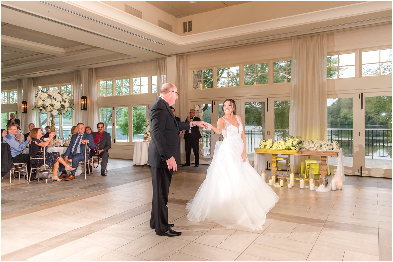 bride dances with dad during Franklin Lakes NJ wedding reception