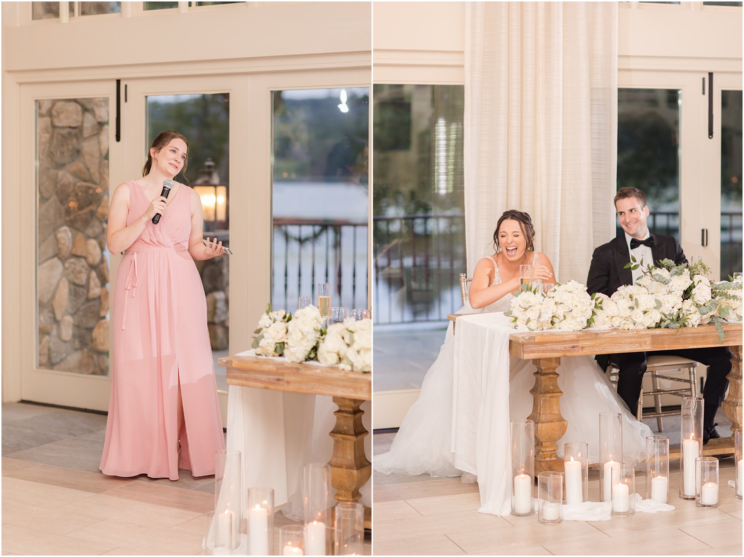 bridesmaid gives toast to newlyweds in Franklin Lakes NJ