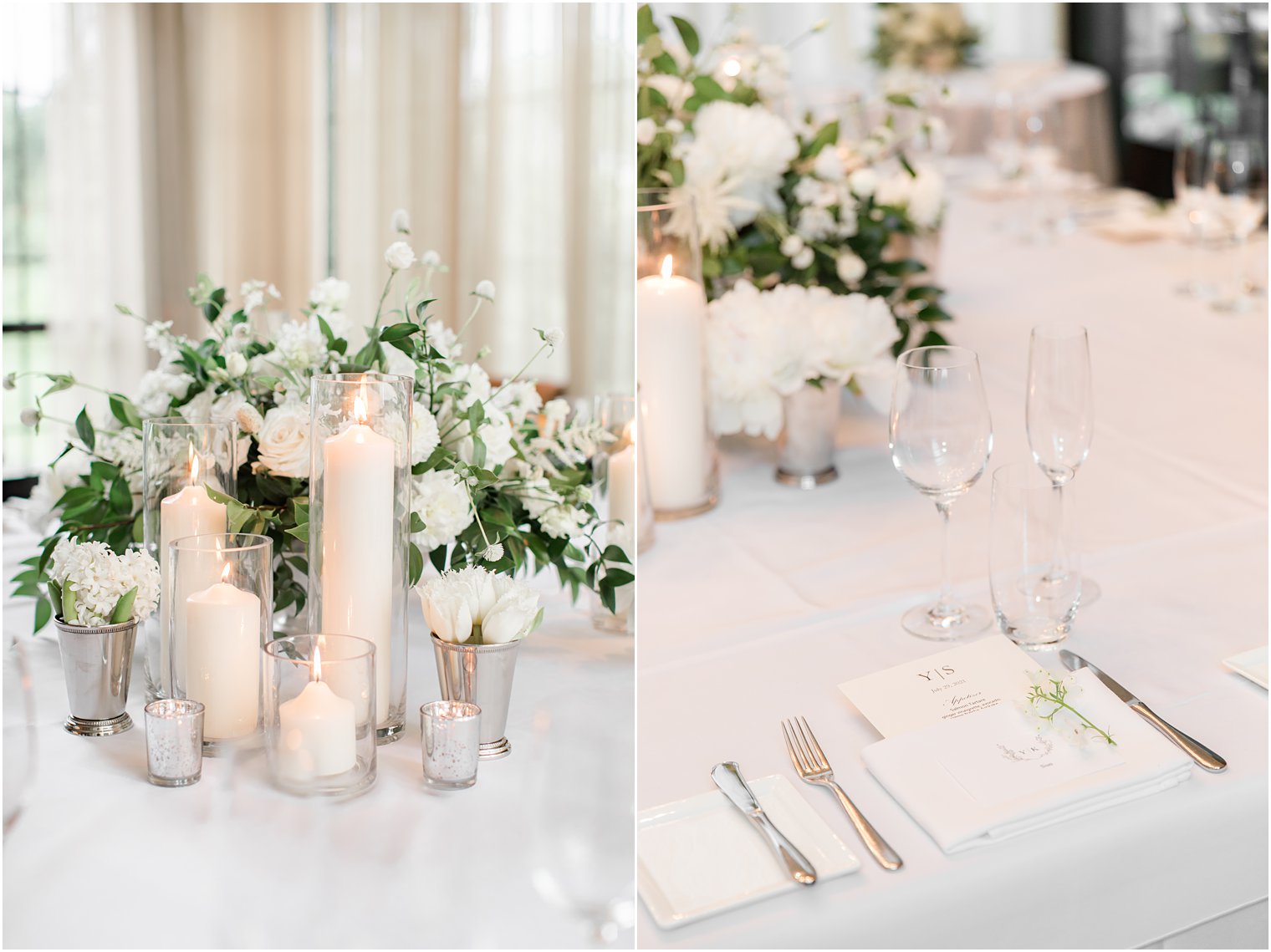 dinner place settings with sprigs of greenery at microwedding at Ninety Acres