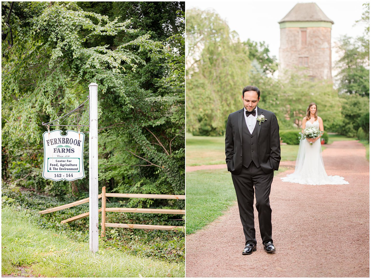 bride approaches groom for first look in NJ