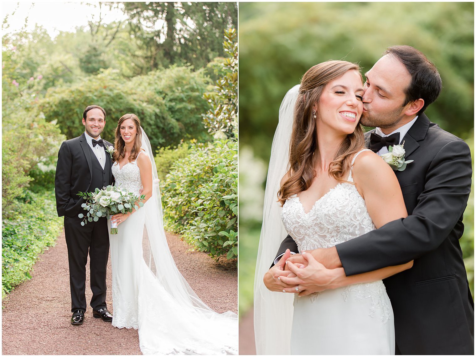 groom hugs bride during first look at the Inn at Fernbrook Farms