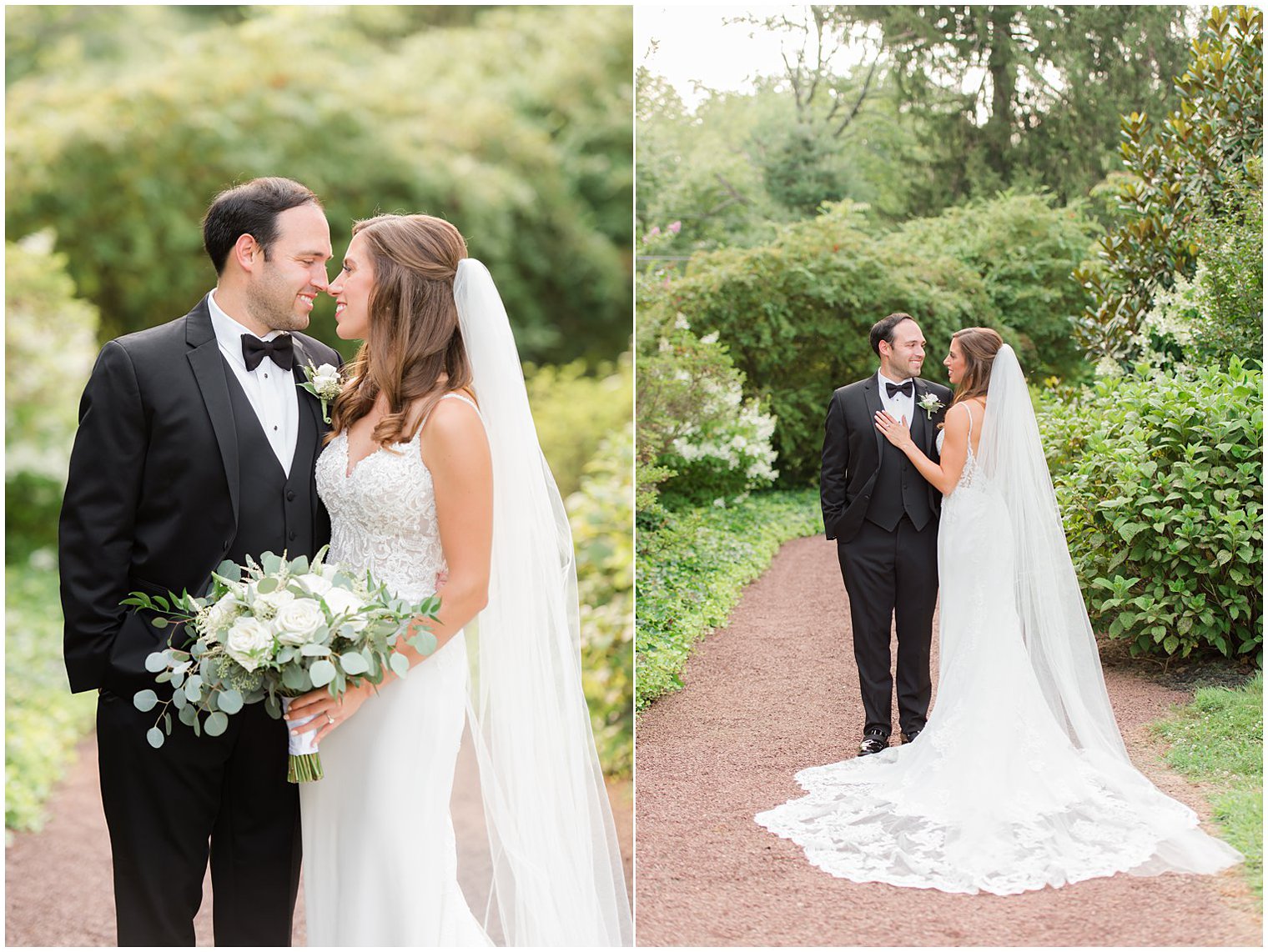 the Inn at Fernbrook Farms wedding portraits of bride and groom on pathway