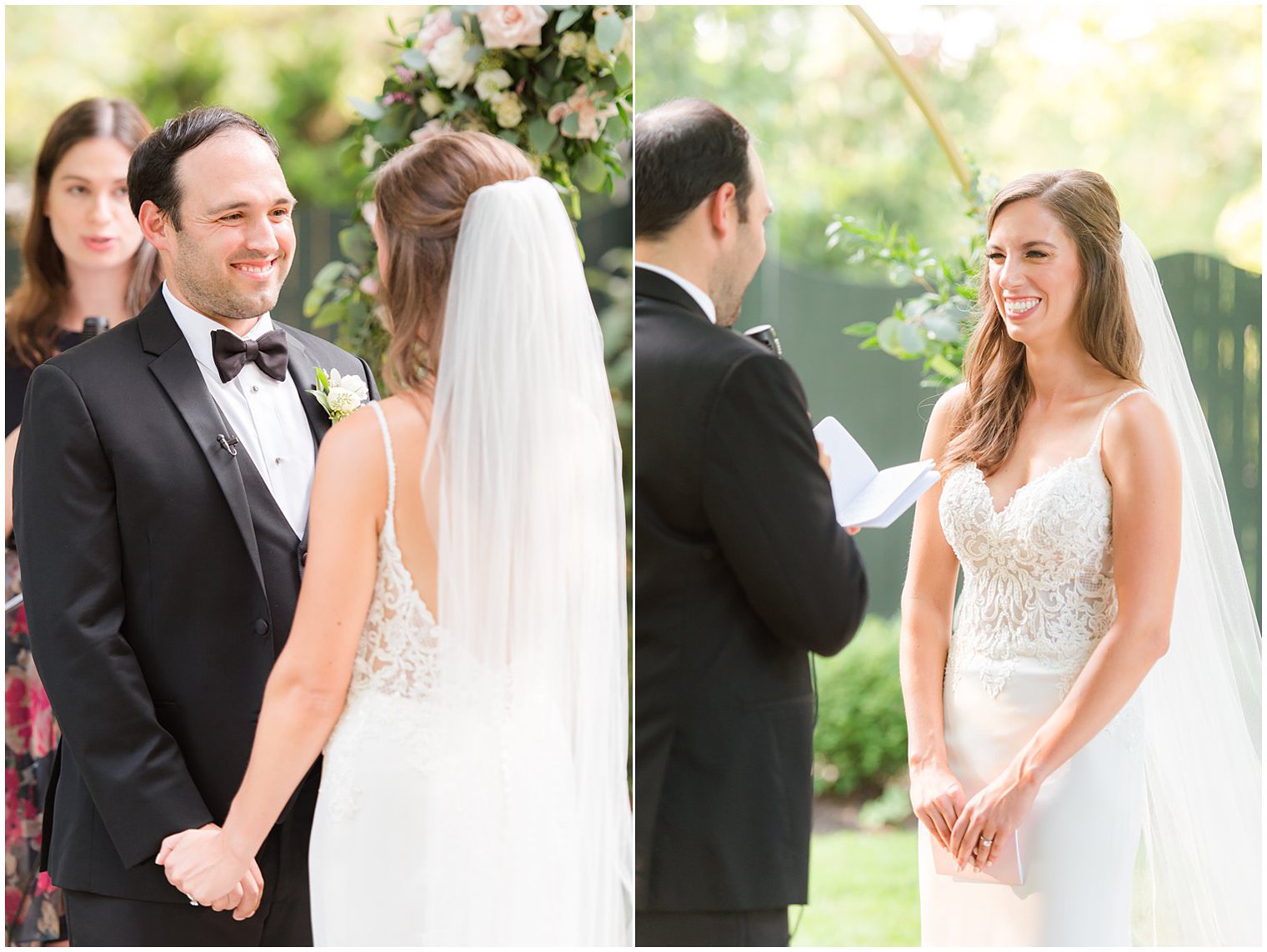 newlyweds read vows during Inn at Fernbrook Farms wedding ceremony