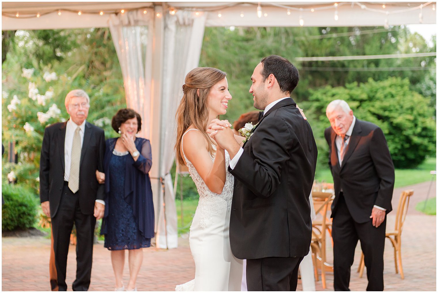 bride and groom dance together during Chesterfield NJ wedding reception