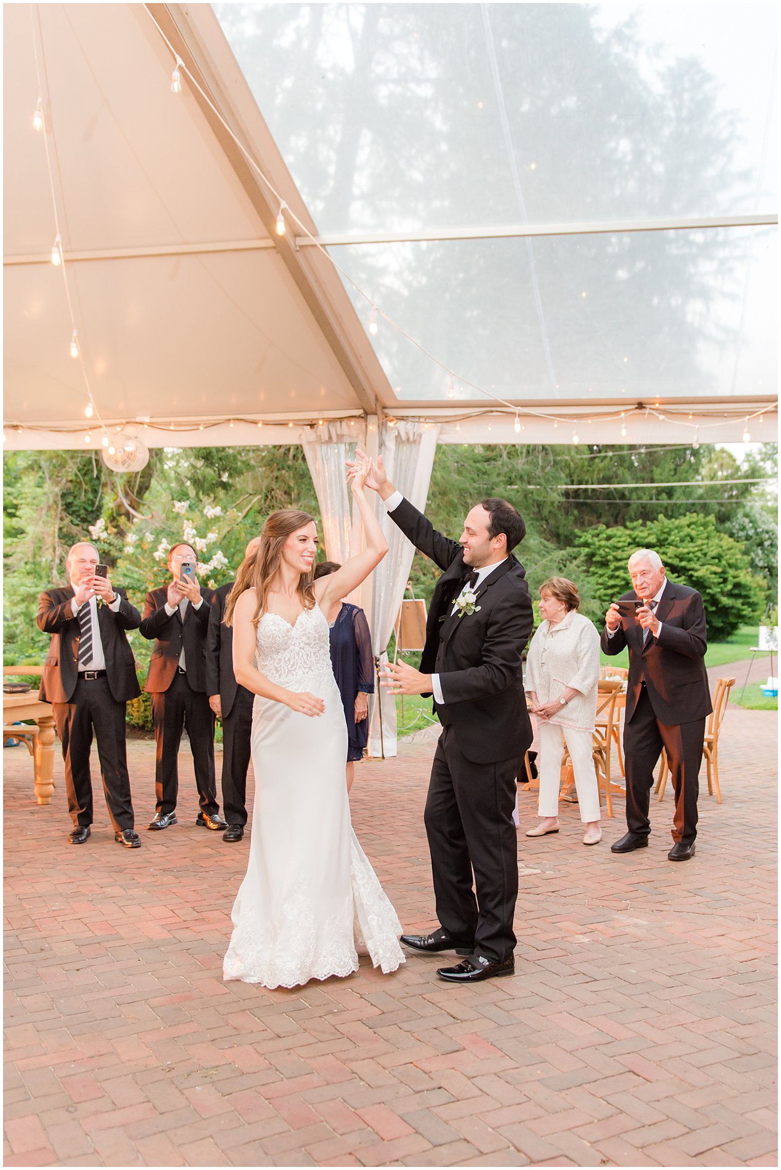 newlyweds dance under tent during Chesterfield NJ wedding reception
