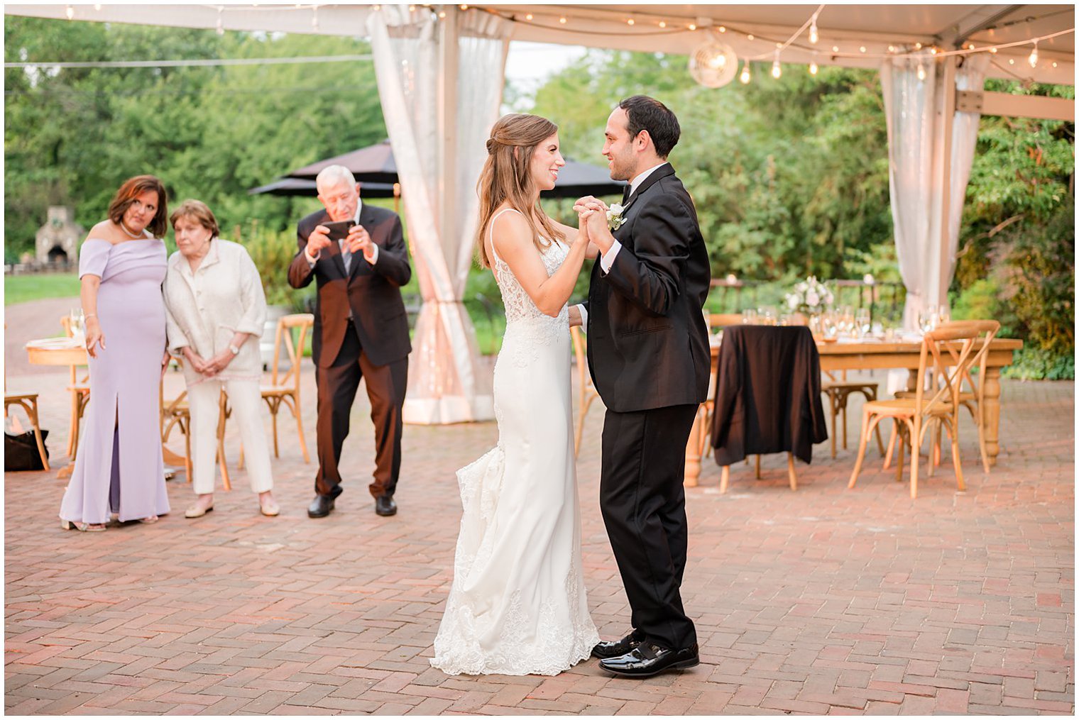 bride and groom dance during Chesterfield NJ wedding reception