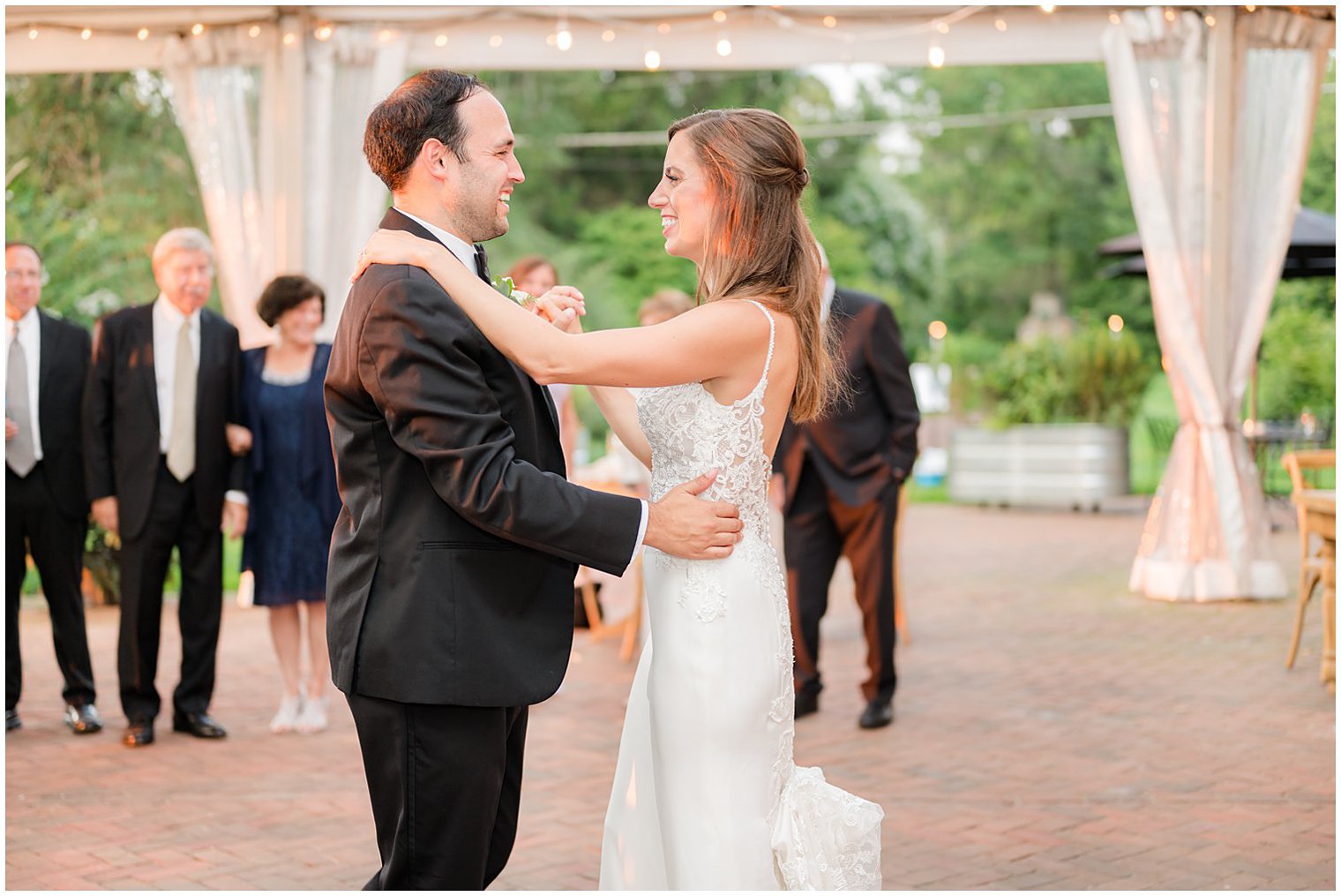 bride and groom dance during Chesterfield NJ wedding reception