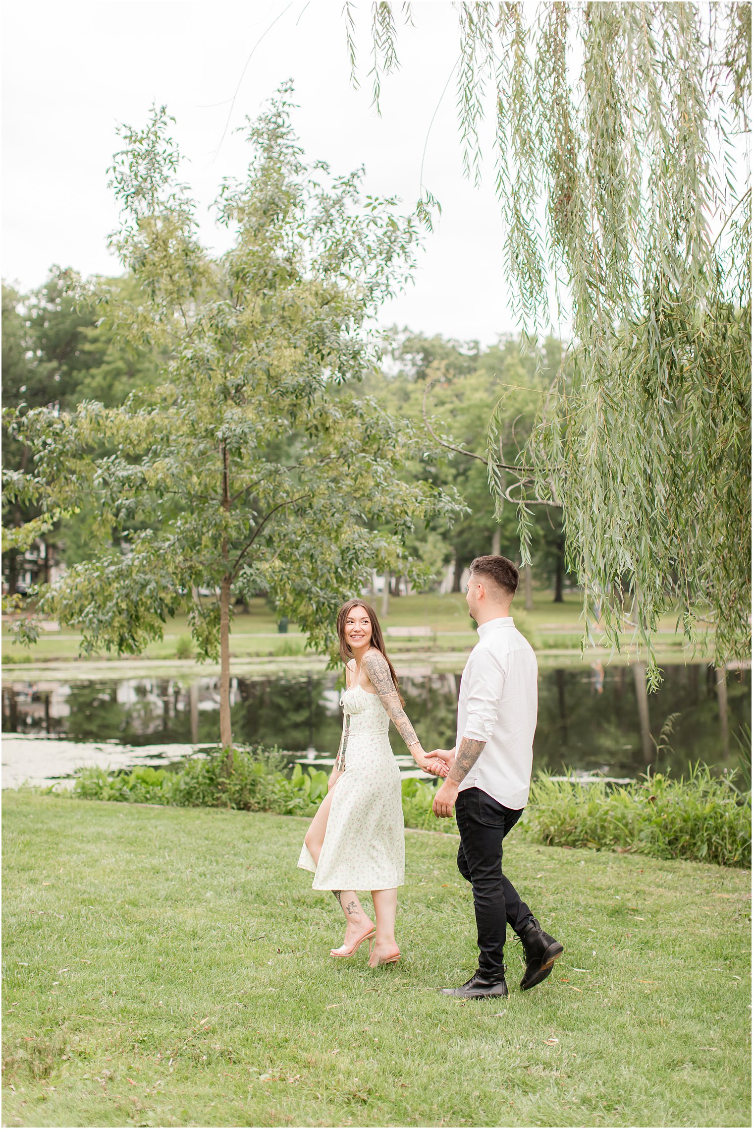 bride and groom walk through Verona Park