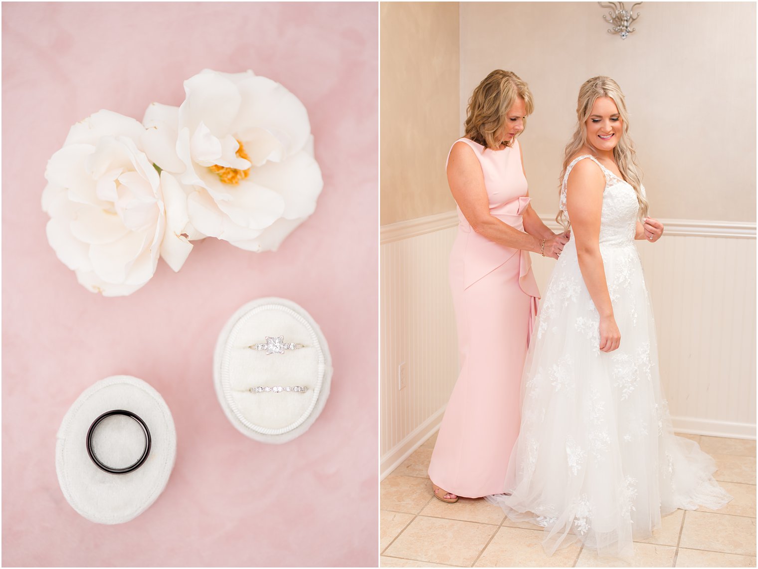 bride and mom prep for NJ wedding day