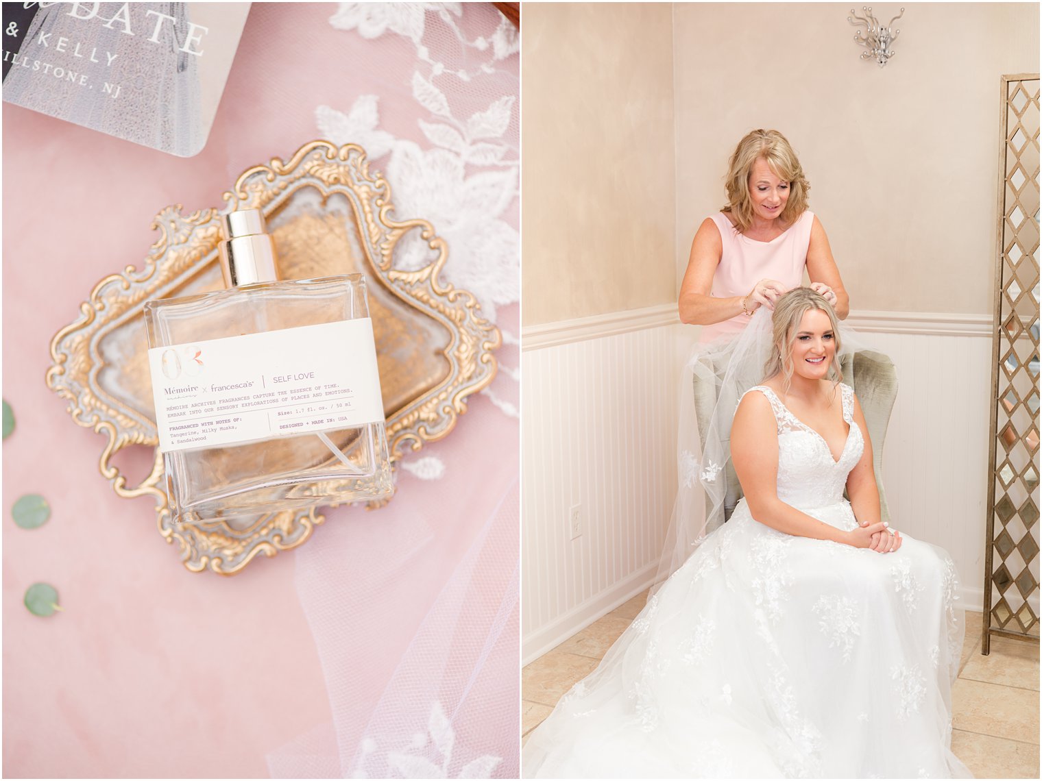 bride prepares for NJ wedding day at Windows on the Water at Frogbridge