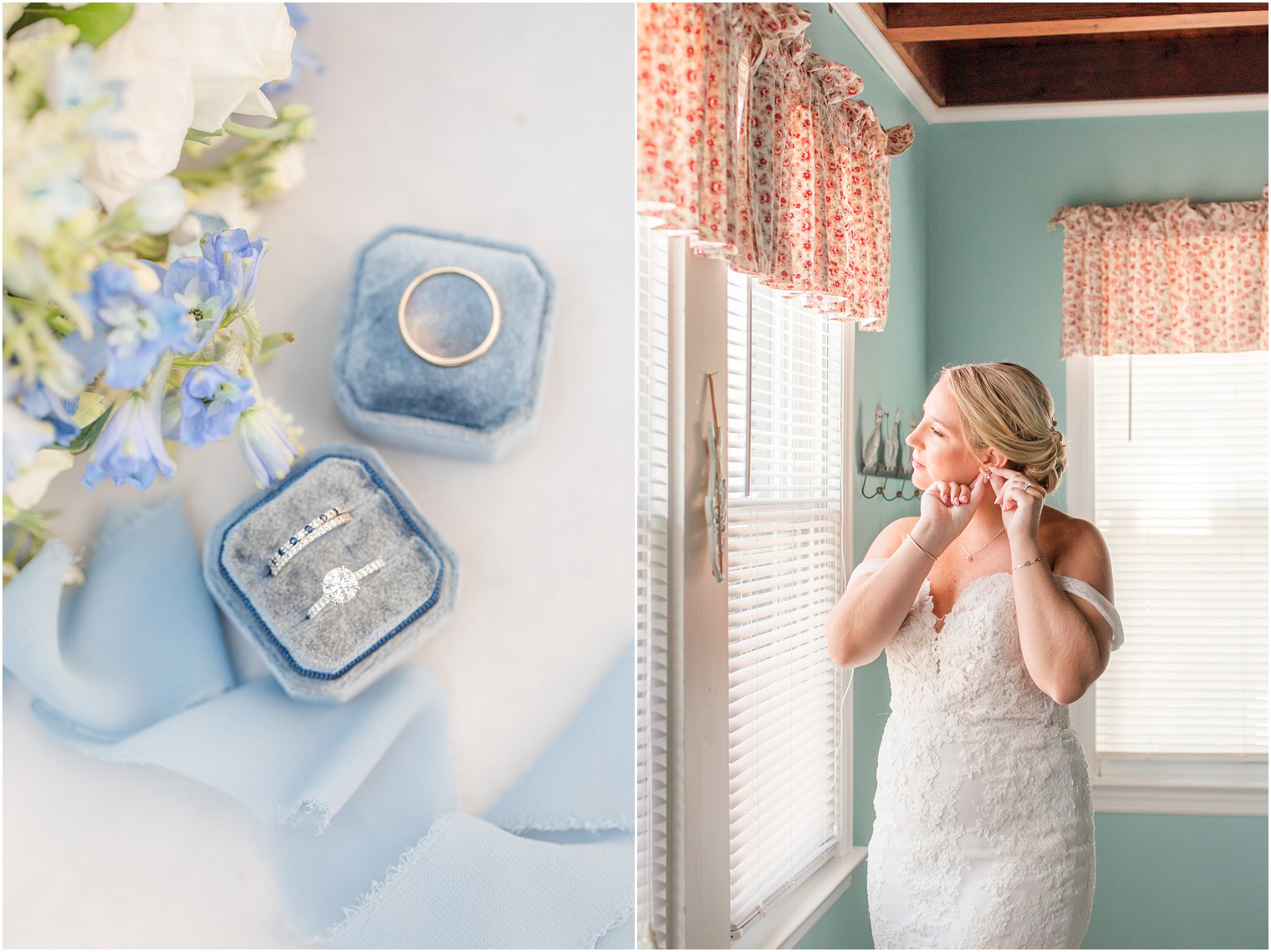 bride prepares for LBI wedding in beach house