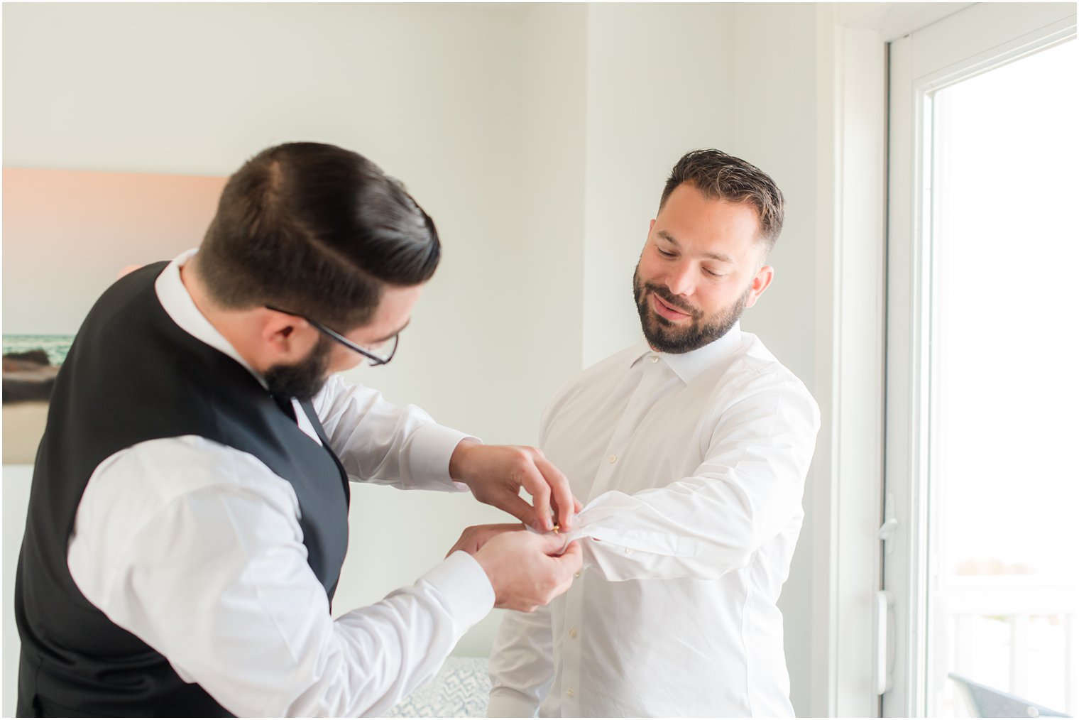 groom prepares for LBI wedding day