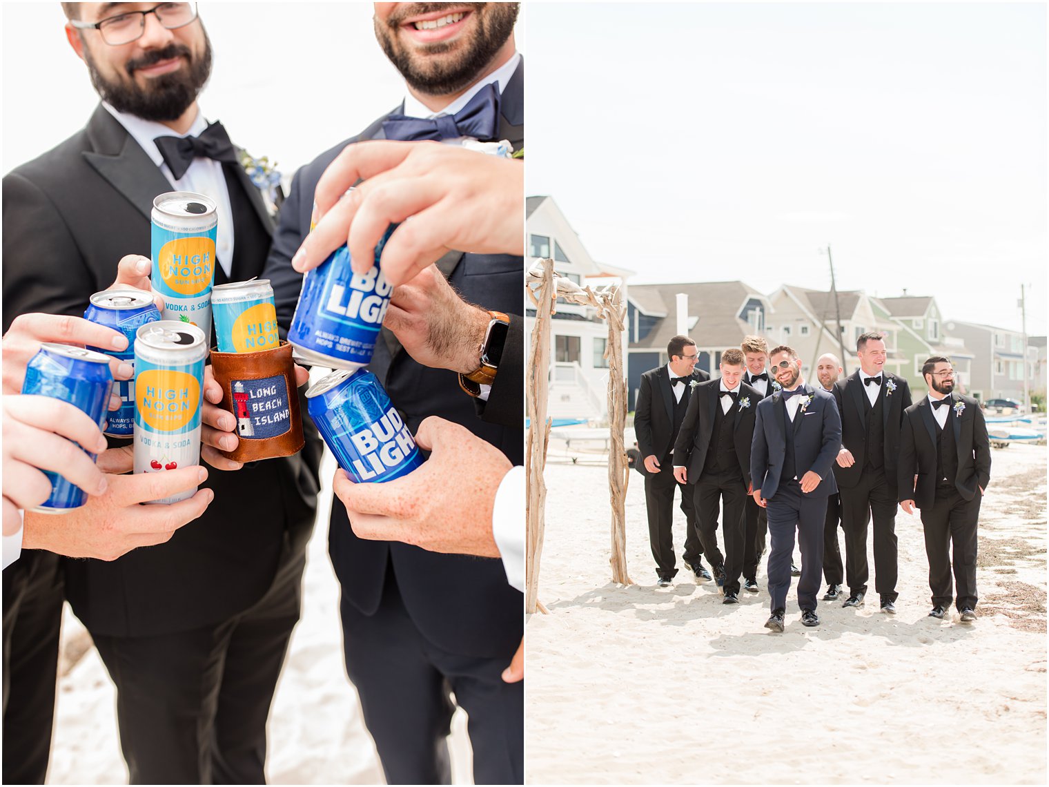 groomsmen toast with groom before LBI wedding 