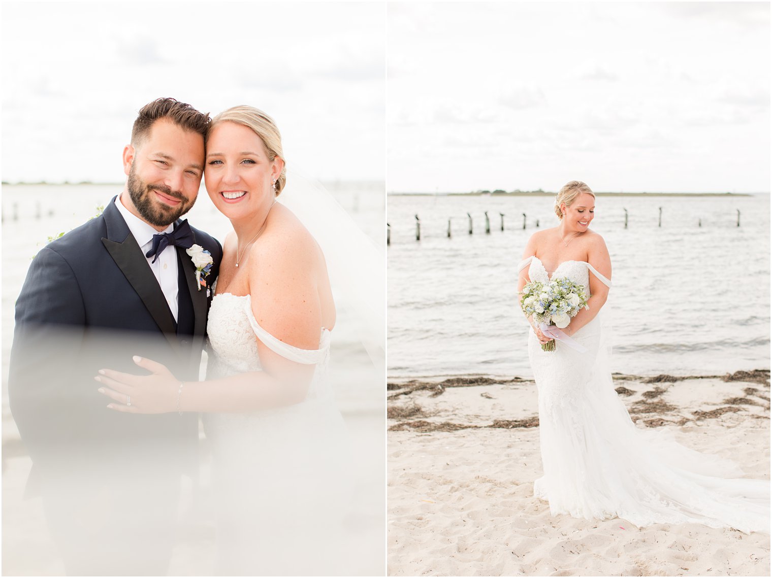 Brant Beach Yacht Club wedding portraits on beach