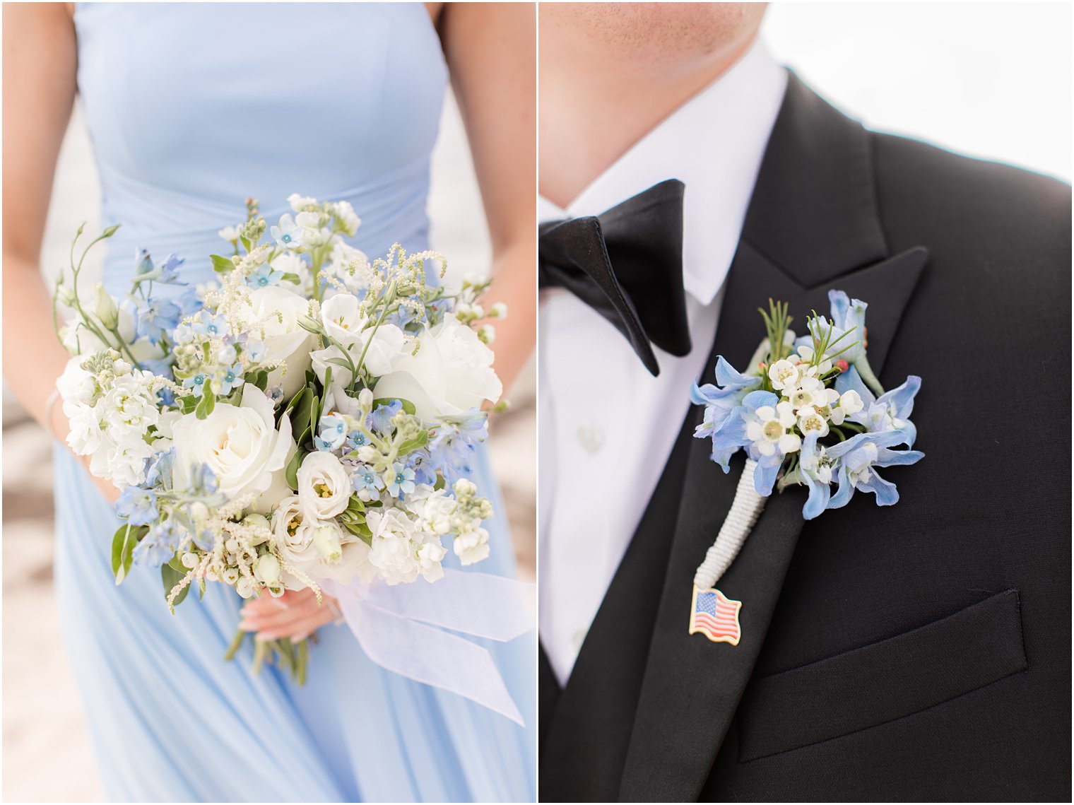 bridesmaid holds bouquet with white flowers 