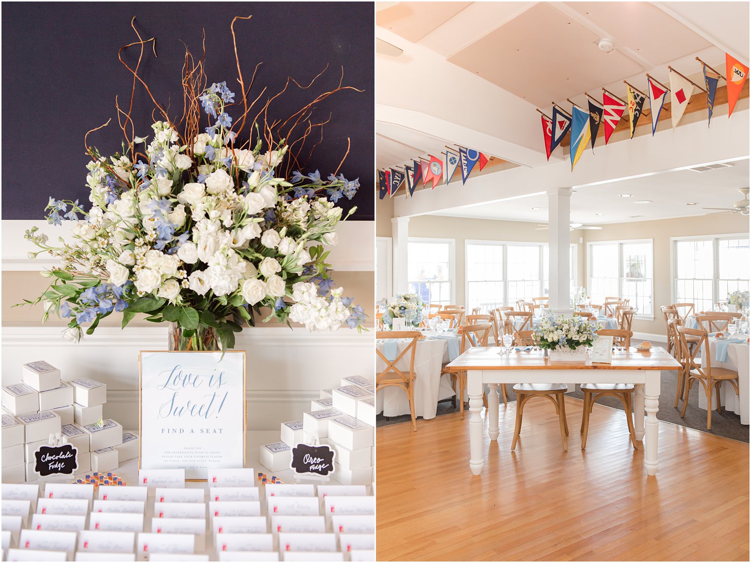 Brant Beach Yacht Club wedding reception with fudge favors 