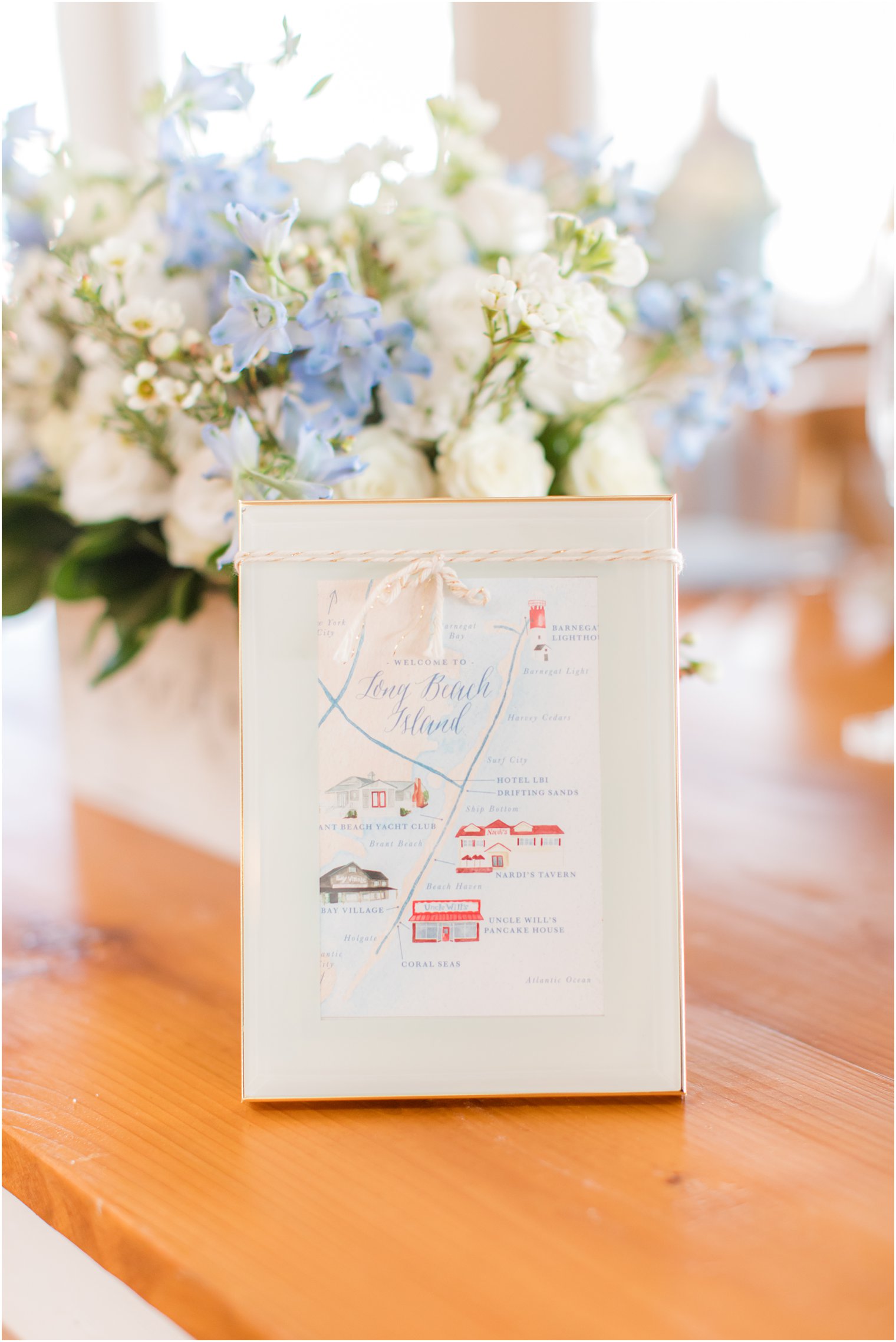 custom watercolor invitation for Brant Beach Yacht Club wedding 