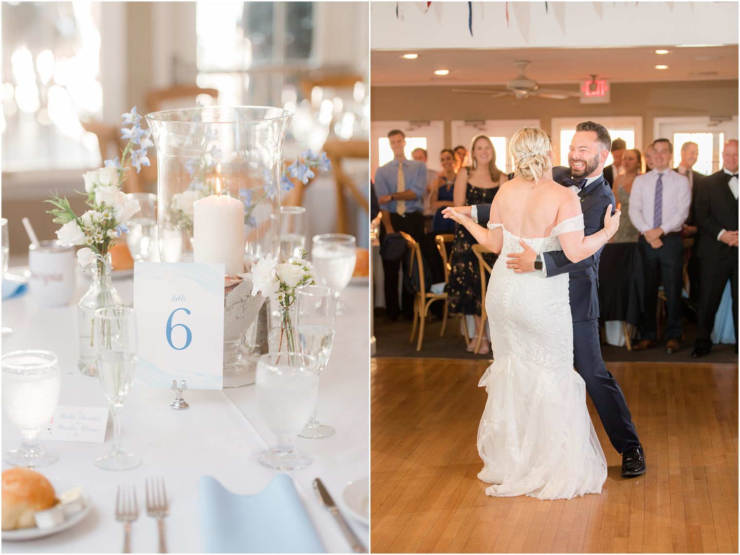 newlyweds have first dance at Brant Beach Yacht Club