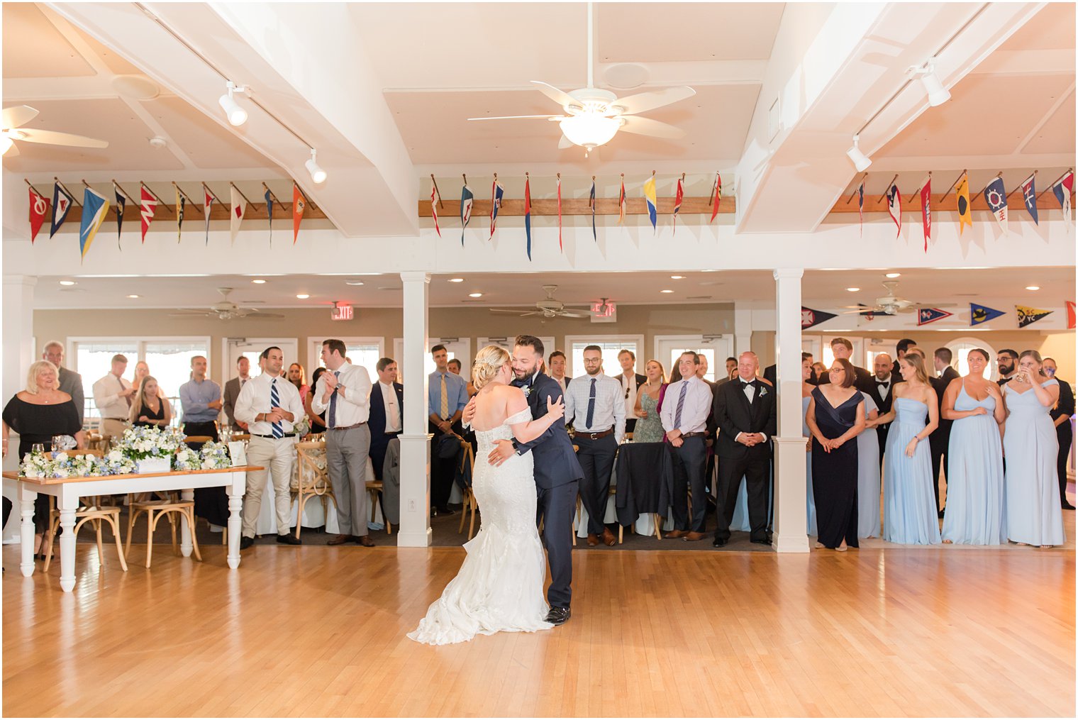 couple has first dance at Brant Beach Yacht Club