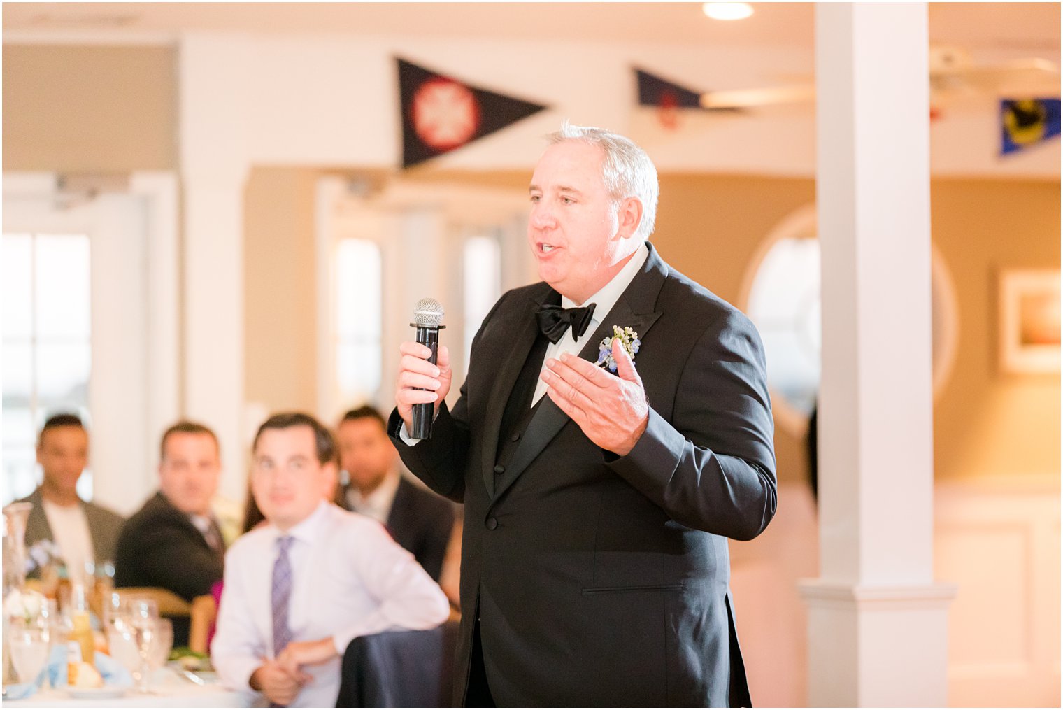 dad gives speech during reception at Brant Beach Yacht Club