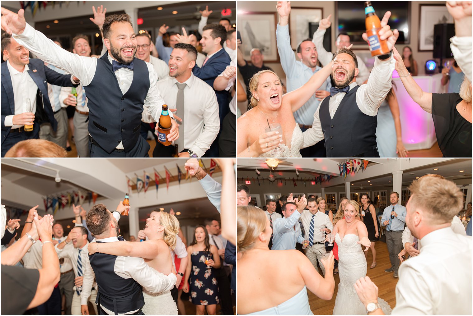 bride and groom dance with guests at Brant Beach Yacht Club
