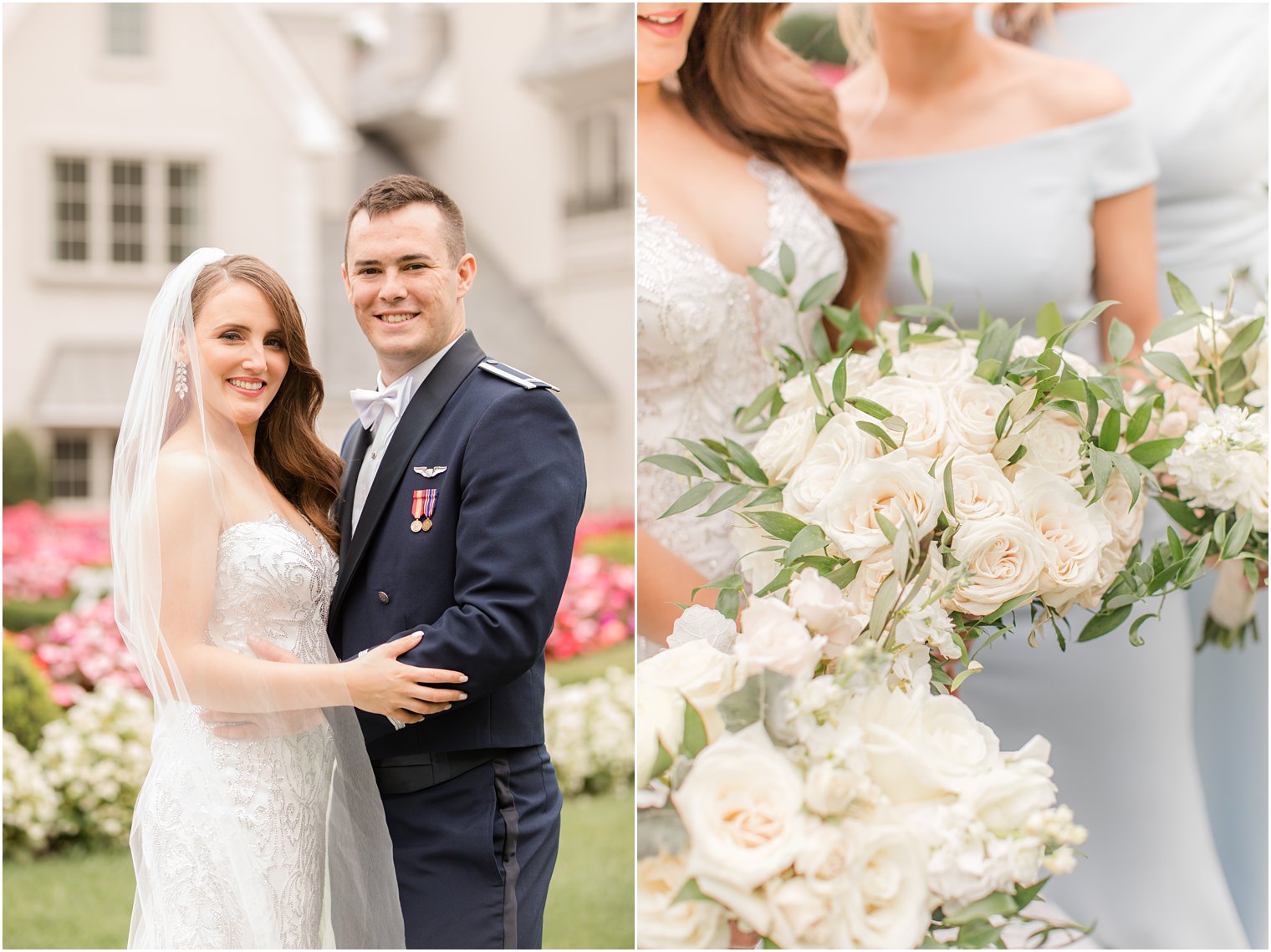 wedding portraits on lawn of Park Chateau Estate in East Brunswick NJ