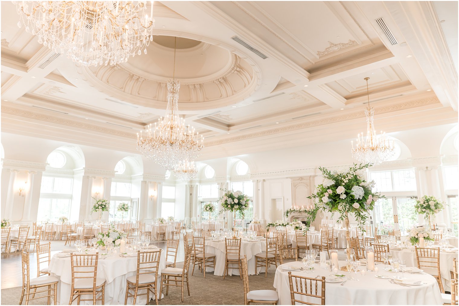Park Chateau Estate wedding reception with gold chivari chairs 