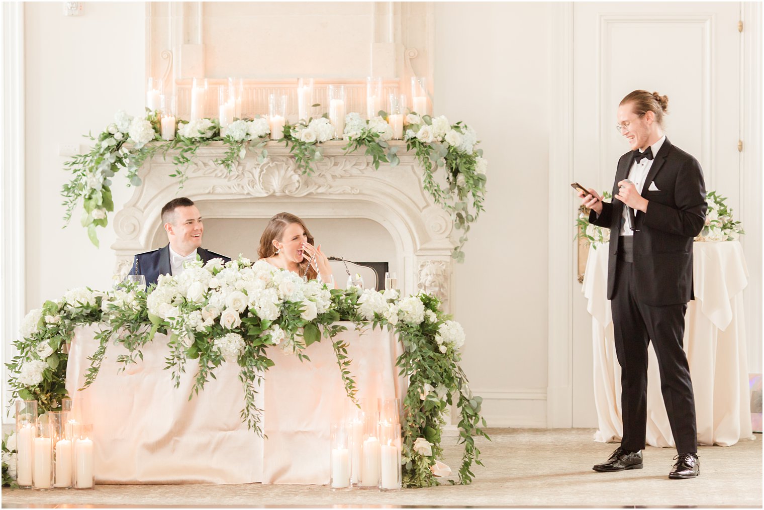 best man reads speech during East Brunswick NJ wedding reception